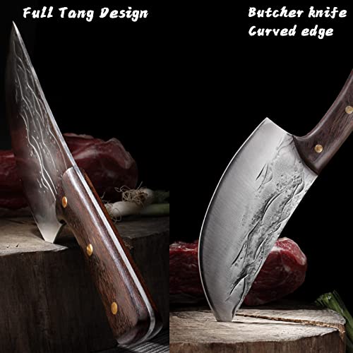 BLADESMITH Meat Cleaver Bone Chopper Knife, 6.3'' Stainless Steel Blade with Pear Wood Handle Q434