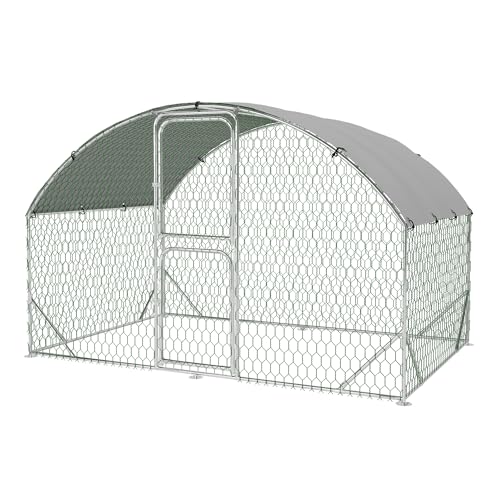Large Metal Chicken Coop Walk-in Poultry Cage with Waterproof Cover, Double Lockable Doors X5588