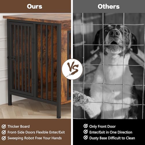 EasyCom XL Wooden Dog Crate Furniture for Medium and Large Breeds, 2 Doors A673