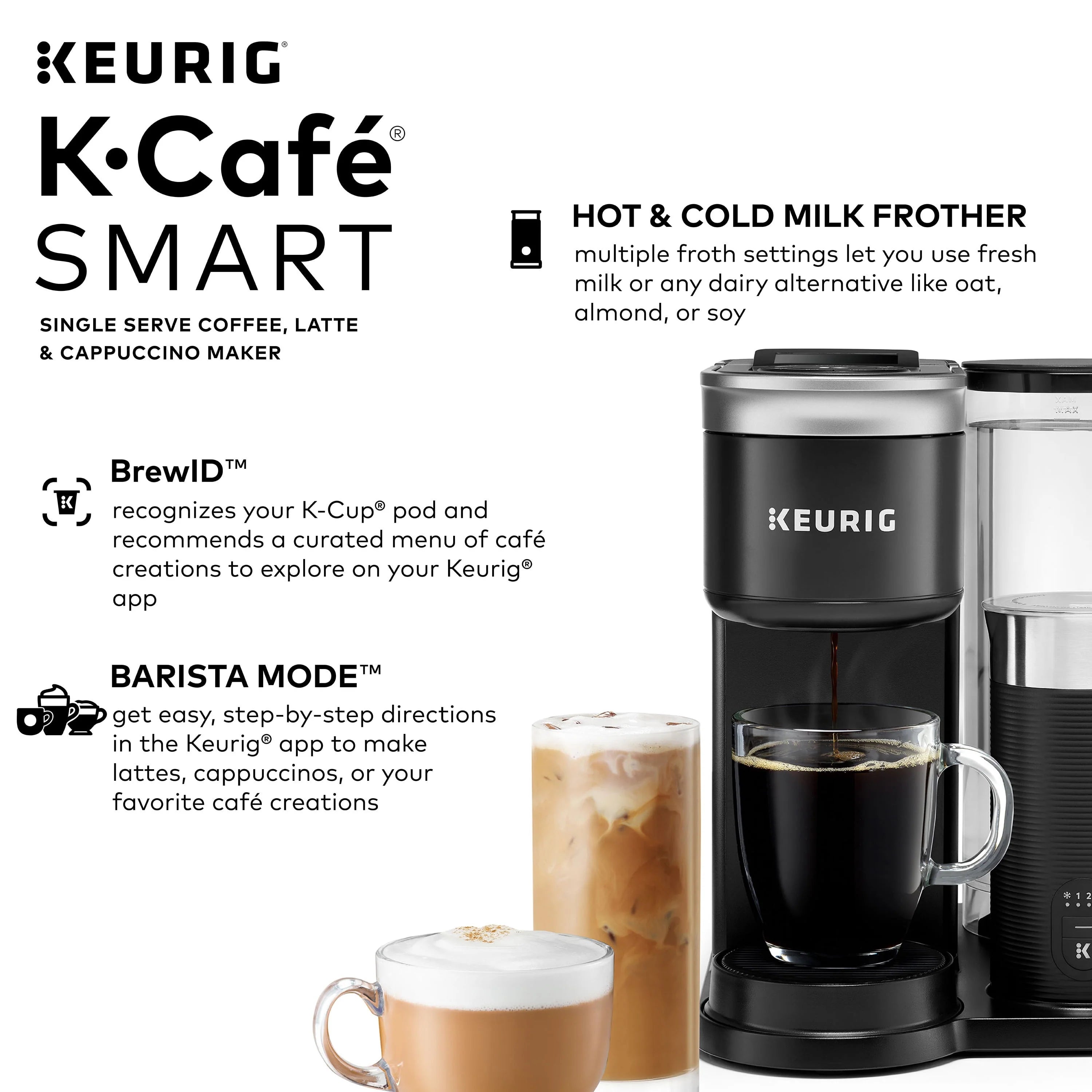 Keurig K-Cafe SMART Single Serve Coffee, Latte & Cappuccino Maker, Black H711