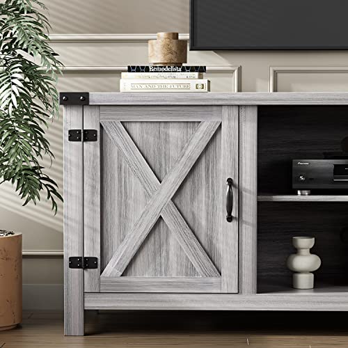 YESHOMY Modern Farmhouse TV Stand for TVs up to 65 Inch, Gray Wash O551446