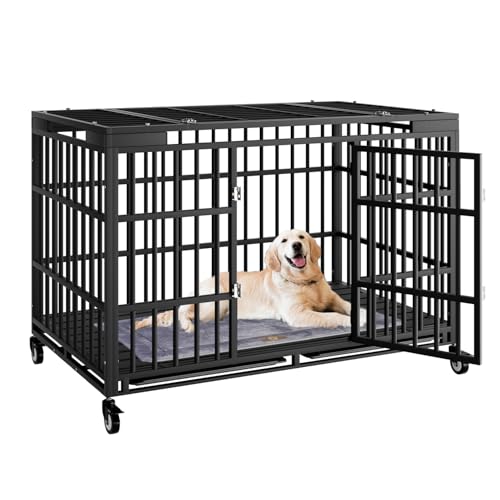 54 Inch Heavy Duty Dog Crate with Wheels for Large Dogs D47062