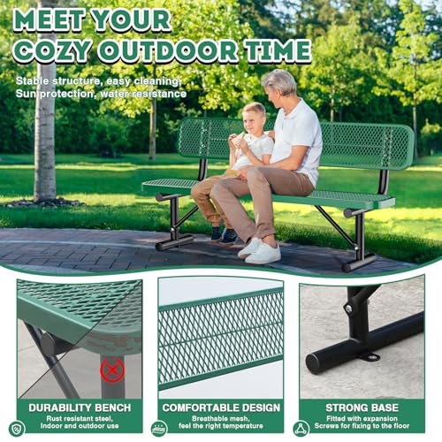 Heavy Duty Outdoor Metal Park Bench with Backrest for Garden Patio Yard K713