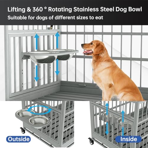 54 Inch Heavy Duty Dog Crate with Wheels for Large Dogs D47062