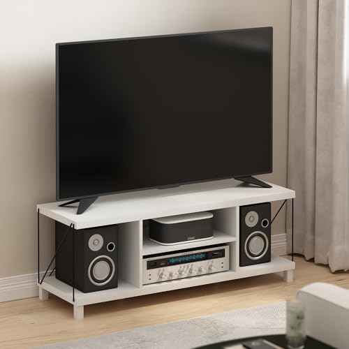 Furinno JAYA Large Entertainment Stand for TV Up to 55 Inch, French Oak Grey/Black V100781