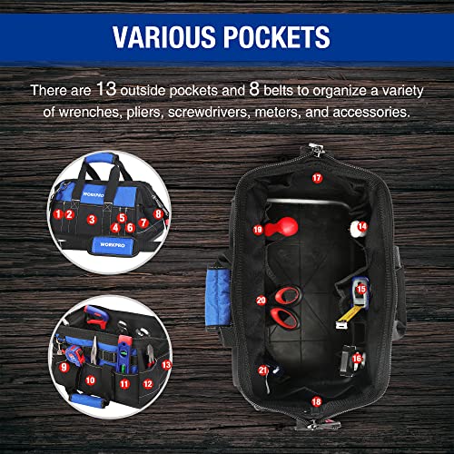 WORKPRO 16-inch Wide Mouth Tool Bag with Waterproof Molded Base K85487