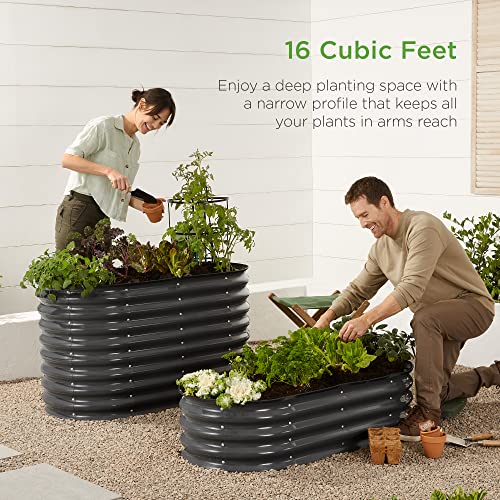 Best Choice Products 8x2x2ft Metal Raised Garden Bed Oval Planter Box for Vegetables, Herbs B5622