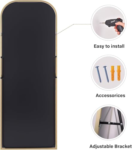 HARRITPURE 57"x20" Full Length Mirror with Aluminum Frame, Gold A38098
