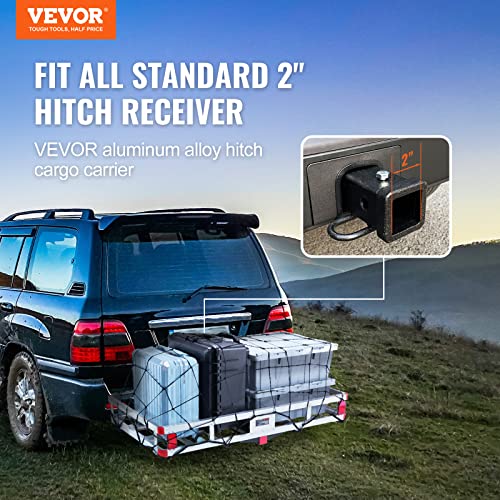 VEVOR Hitch Cargo Carrier 500lbs Capacity Aluminum with Folding Ramp for 2" Receiver B436