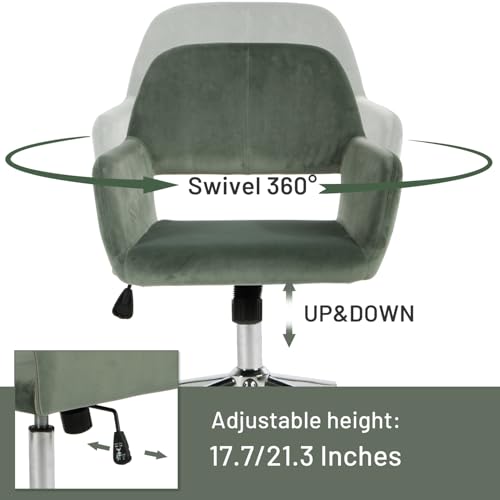 FurnitureR Fabric Upholstered Office Chair with Wheels, Adjustable Mid Back, Beige O766754