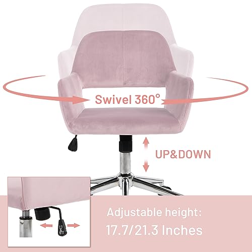 FurnitureR Fabric Upholstered Office Chair with Wheels, Adjustable Mid Back, Beige O766754