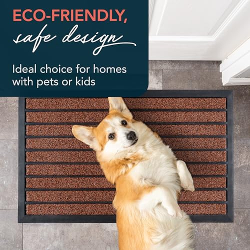 ubdyo Extra Durable Door Mat Non-Slip Outdoor Entrance 30" x 17" Bright Brown W5648