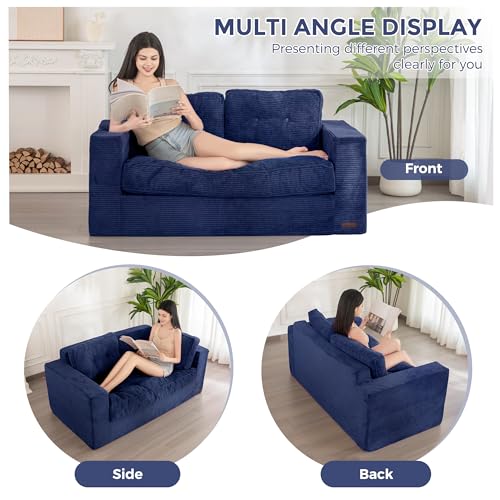 MAXYOYO 3 Seater Boneless Floor Sofa with Tufted Cushion, Beige A96326