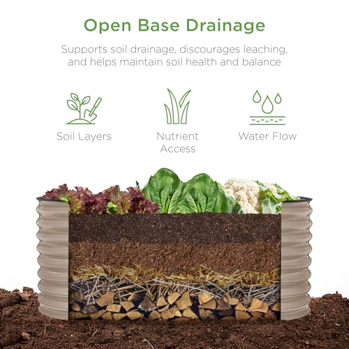Best Choice Products 8x2x2ft Metal Raised Garden Bed Oval Planter Box for Vegetables, Herbs B5622