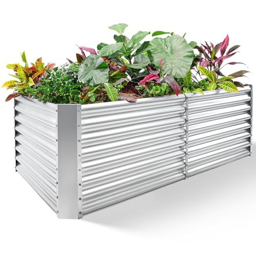 Land Guard 8×4×2 ft Galvanized Raised Garden Bed Kit for Vegetables D685