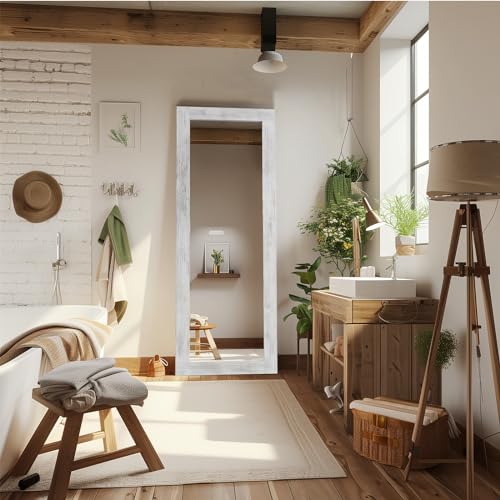 MELOMOIR Rustic Farmhouse Full Length Mirror 64"x21" Wood Frame Floor Mirror U91698