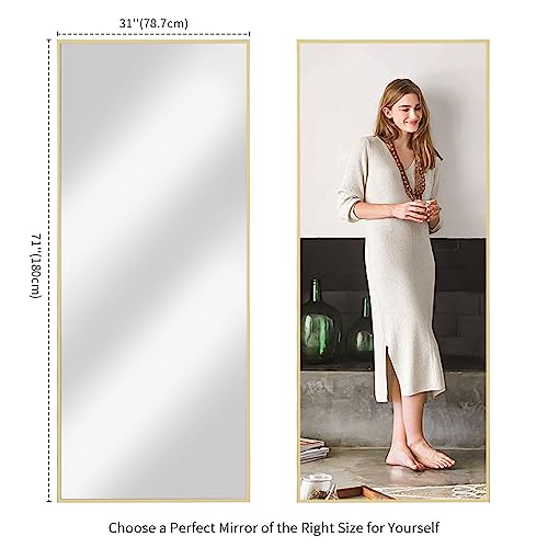 Koonmi Large Full Length Mirror with Stand, Aluminum Alloy Frame, Black G7504
