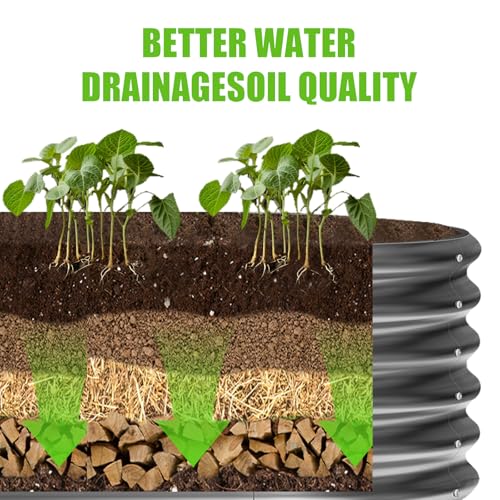 Land Guard 8ft Galvanized Raised Garden Bed Kit, Oval Metal Outdoor Planter Box, Silver D8675