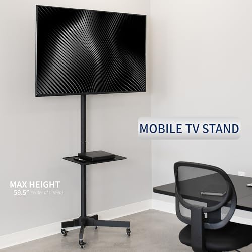 VIVO Mobile TV Cart for 32-83 inch Screens, Rolling Stand with Locking Wheels, Black F79048