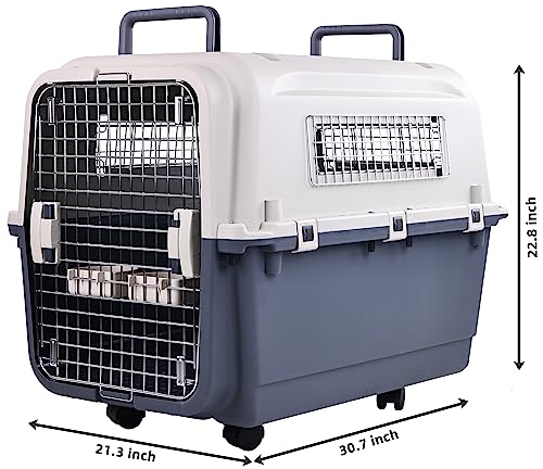 Plastic Dog Crate with Rolling Wheels, Airline Approved, Medium S135464