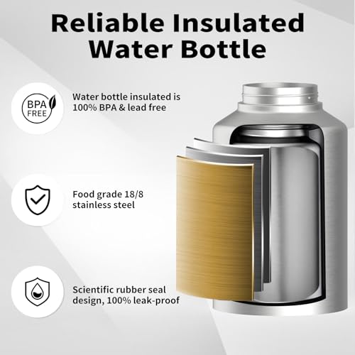 128oz Insulated Stainless Steel Water Bottle with Handle, Black W803