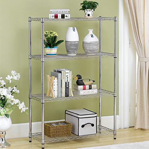 4 Tier NSF Wire Shelving Unit Heavy Duty Steel Storage Rack, Black X19089