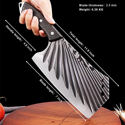 BLADESMITH Meat Cleaver Bone Chopper Knife, 6.3'' Stainless Steel Blade with Pear Wood Handle Q434