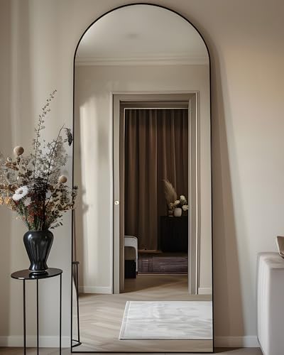 Arched Full Length Floor Mirror 76"x34" Black Freestanding I957