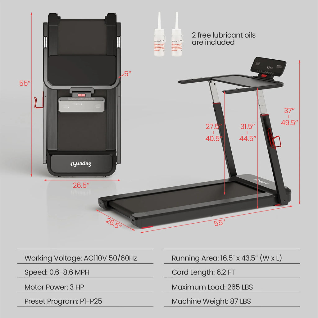 Superfit 3HP Folding Treadmill with APP Control, Black Z7624