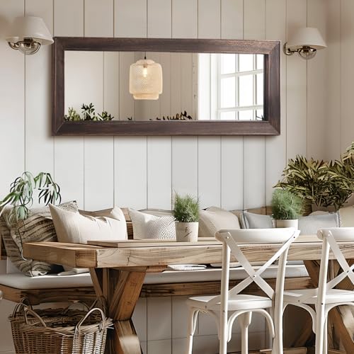 MELOMOIR Rustic Farmhouse Full Length Mirror 64"x21" Wood Frame Floor Mirror U91698