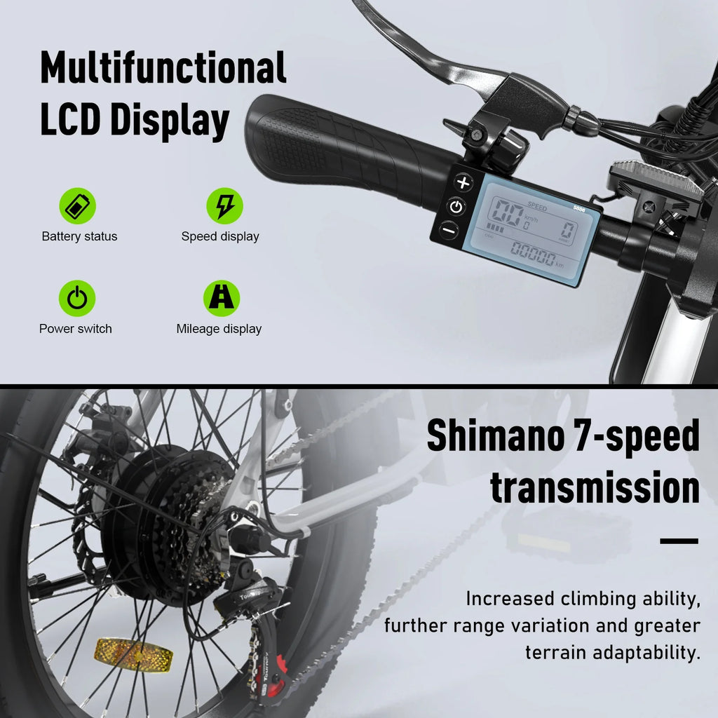 COLORWAY 20x3.0 Fat Tire Electric Bike, Foldable Mountain E-Bike with 500W Motor Y6526