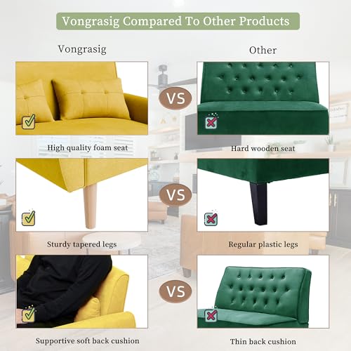 Vongrasig 47" Modern Loveseat Sofa, Mid Century Linen Fabric, Dark Gray O910