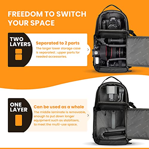 TARION Waterproof Camera Sling Bag with Raincover Tripod Holder Black M953560