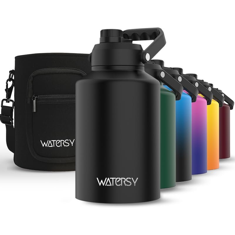 128oz Insulated Stainless Steel Water Bottle with Handle, Black W803