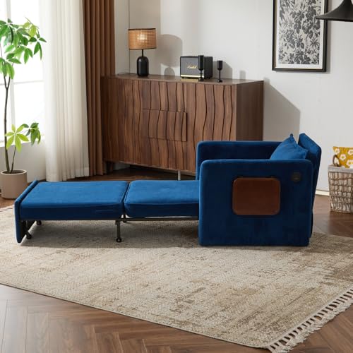 Corduroy Floor Sofa Bed with Backrest, Armrest and 2 Pillows, Dark Gray L776530