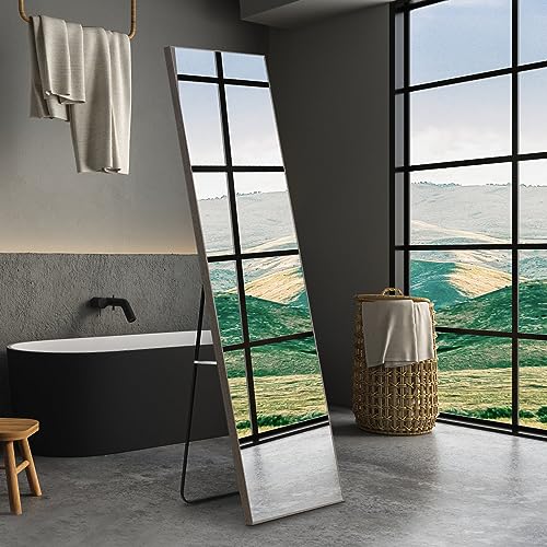 WIIS' IDEA Full Length Mirror with Stand, 59"x16" Floor Mirror, Black O584483