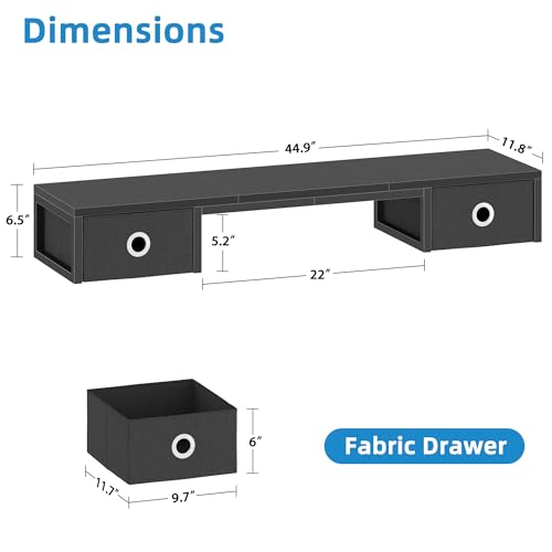 TV Riser with Fabric Drawers for 32-60 inch TV, Rustic Brown G130187