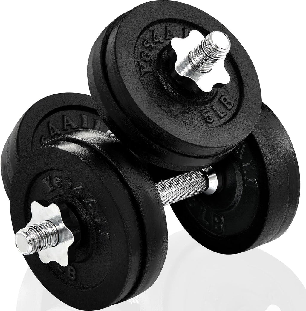 Yes4All 60 lbs Adjustable Dumbbell Set, Cast Iron Pair G3731