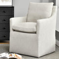 DUHOME Upholstered Dining Chair with 4 Casters, Linen Accent Armchair X915216