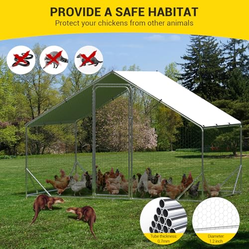 Large Metal Chicken Coop Walk-in Poultry Cage with Waterproof Cover, Double Lockable Doors X5588