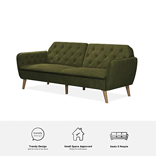 Novogratz Tallulah Memory Foam Futon Convertible Couch, Camel Faux Leather F5939