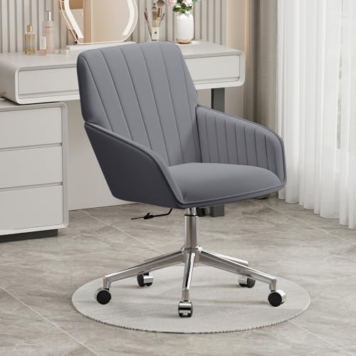 Velvet Home Office Chair with Gold Base, Swivel Desk Chair with Wheels (Cream) Z435471