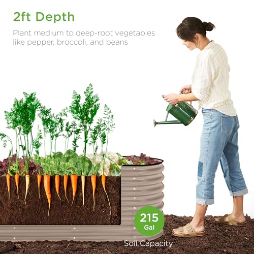 Best Choice Products 8x2x2ft Metal Raised Garden Bed Oval Planter Box for Vegetables, Herbs B5622