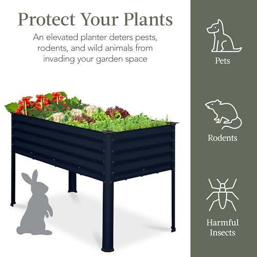 Best Choice Products 48x24x30in Galvanized Raised Garden Bed, Metal Elevated Planter Box, Dark Green S888804
