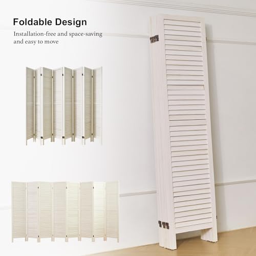 Room Partitions and Dividers, 5.6 Ft Tall Folding Wood Screen, 4 Panels S6959