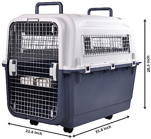Plastic Dog Crate with Rolling Wheels, Airline Approved, Medium S135464
