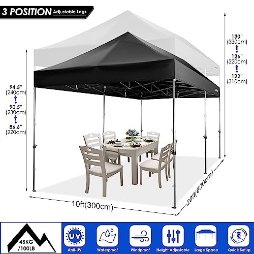 COBIZI 10x20 Heavy Duty Pop Up Canopy Tent with 6 Sidewalls, White A84790