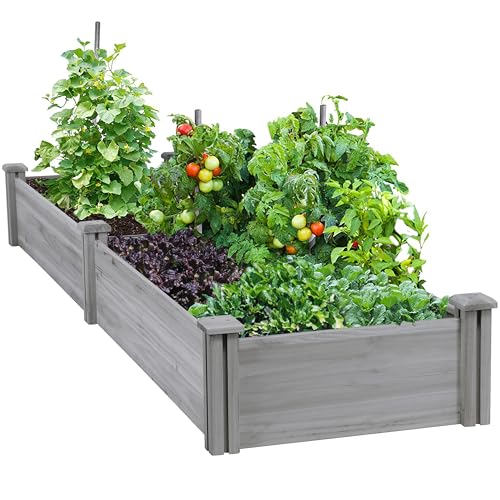 Yaheetech 8×2ft Wooden Raised Garden Bed for Flowers Vegetables Herbs Outdoor E283112