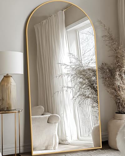 Arched Full Length Floor Mirror 76"x34" Black Freestanding I957