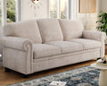 90 Inch Nailhead Trim Chenille Sofa for Living Room, Beige L968714
